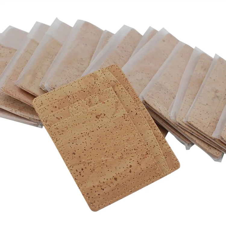 Wholesale Eco Slim Wallet Pocket rfid Wallet Minimalist Secure Ultra-thin Cork Credit Card Holder RFID