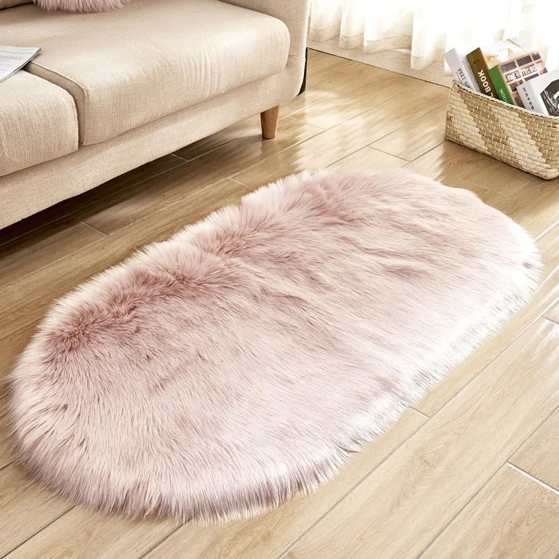 Oval Artificial Wool Carpet Plush Washable Fluffy Soft And Warm Living Room