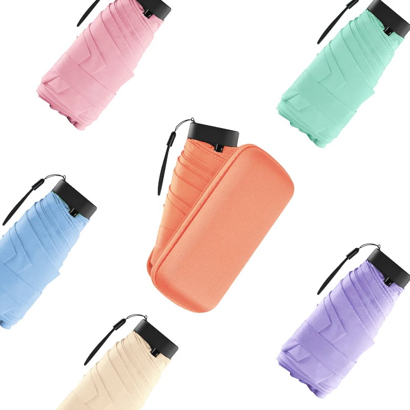 Regenschirm 19 inches small 6 fold customized umbrellas travel light weight women gifts mini parapluie pocket umbrella with case