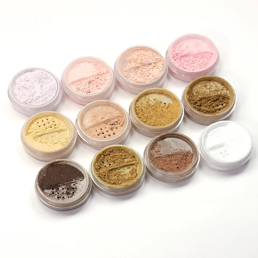 Custom High Quality Translucent Luxury Loose Powder Jar Maquillaje Talc Free Waterproof Vegan Shimmer Setting Powder