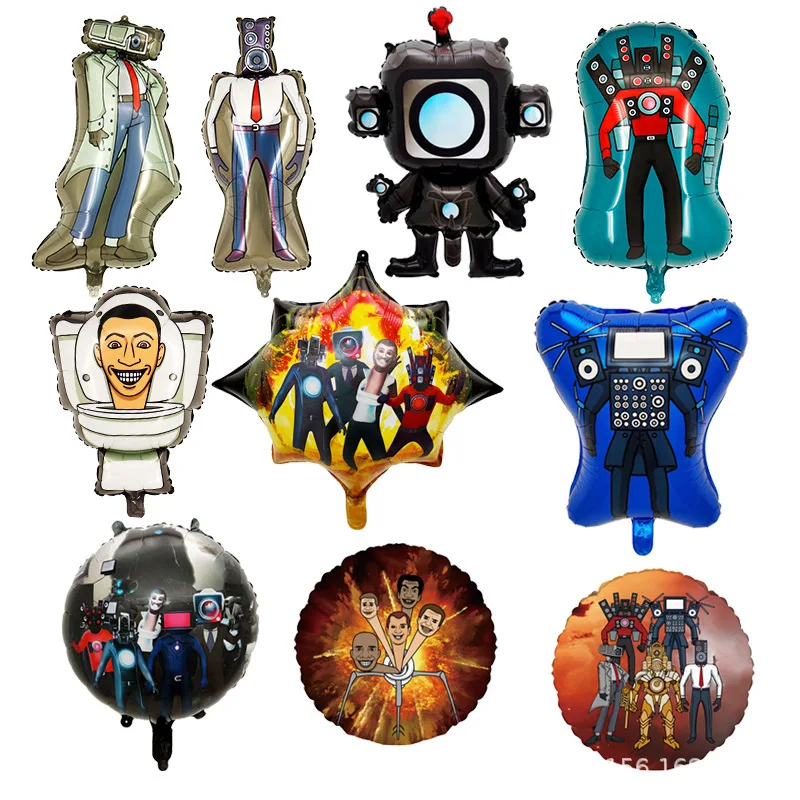 Skibidi Toilet Toilet Man Monitor Man War Aluminum Foil Balloon Party Decoration Balloon Wholesale