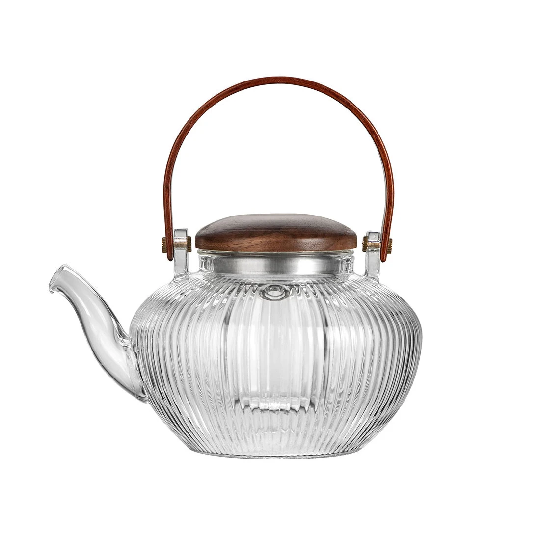 Japanesestyle vertical pattern glass loop-handled teapot electric ceramic stove tea making Kung Fu teapot