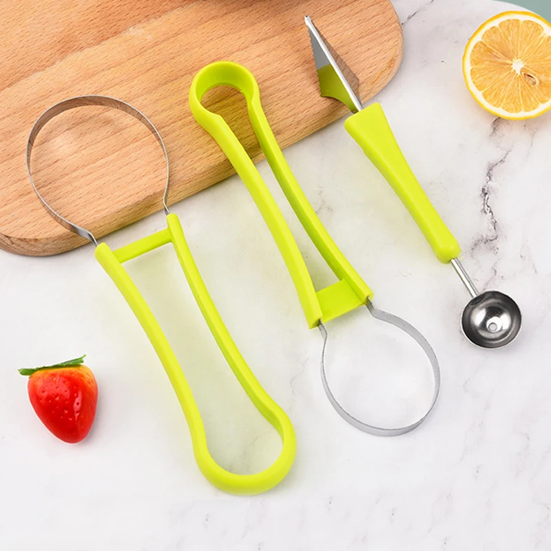 Stainless steel Multi-Function Fruit Ball Carving Knife 4 In 1 Watermelon cantaloupe fruit Slicer Cutter set