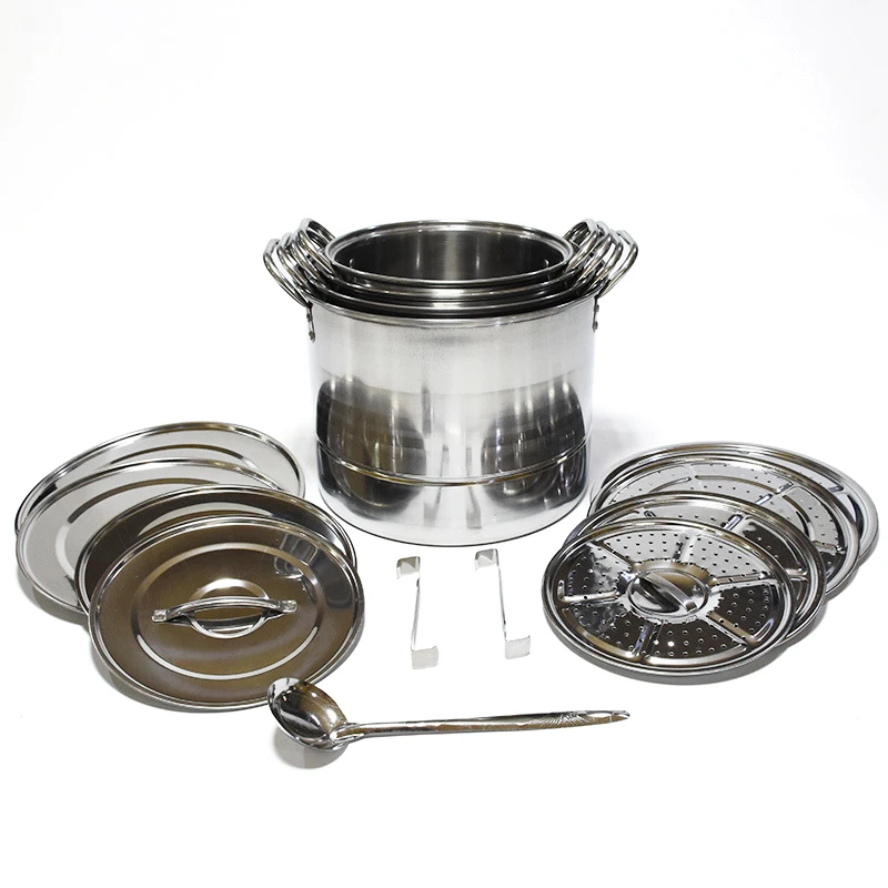 High quality durable non stick 4 pieces cookware set food grade stainless steel steamer pot food steamers