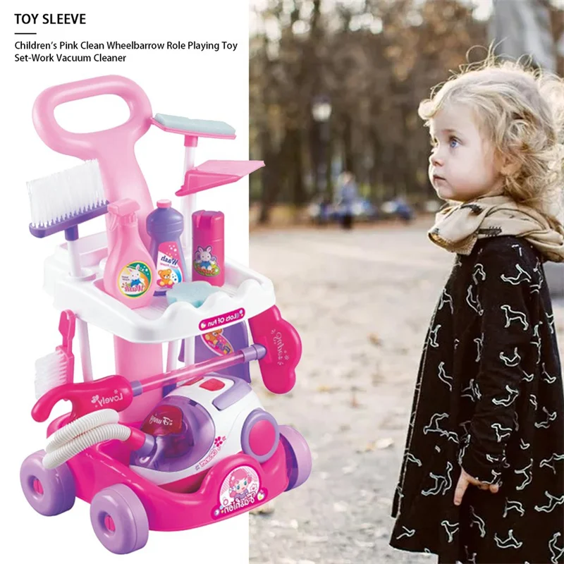 Color BOX Accepted CN;GUA Pretend Cleaning Toys, with Toy Vacuum Cleaner Interactive Fun Housekeeping Supplies Kit Mini Plastic