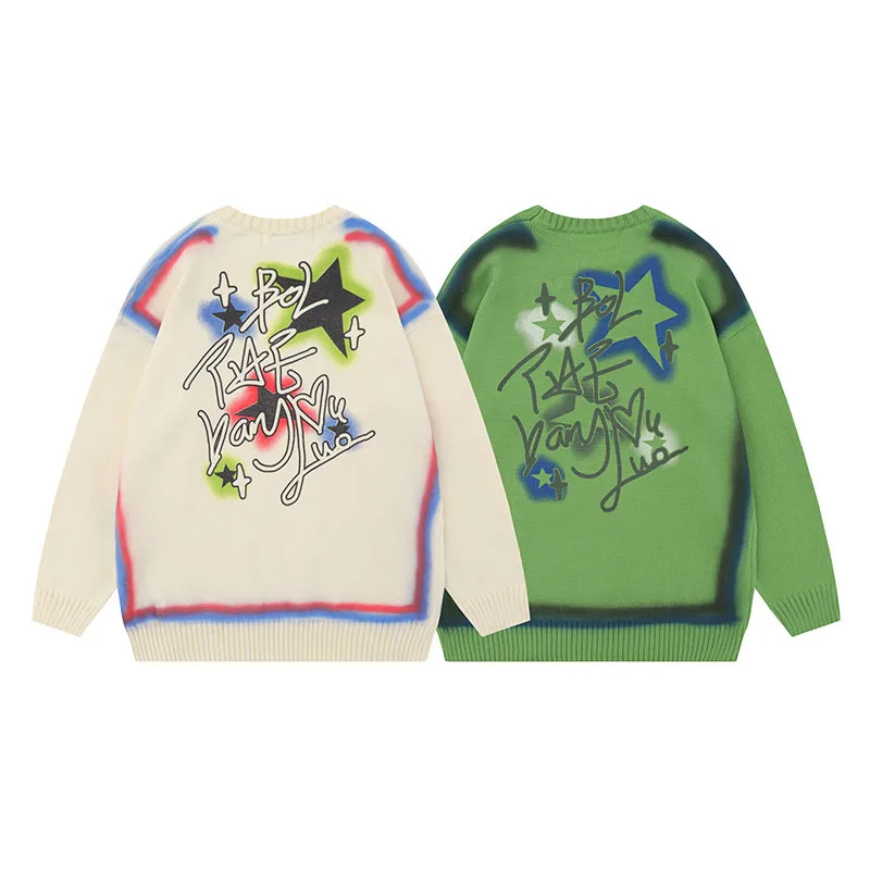 Factory Custom Streetwear Erdos Cashmere Pullover Winter Warm Men Designer Knitted Oversized Fuzzy Jacquard Knit Sweater