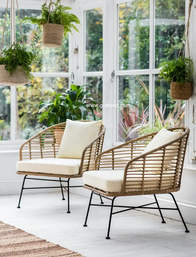 Outdoor Plastic Rattan Garden Arm Chair Metal cafe garden reasaurant outdoor wicker chair furniture