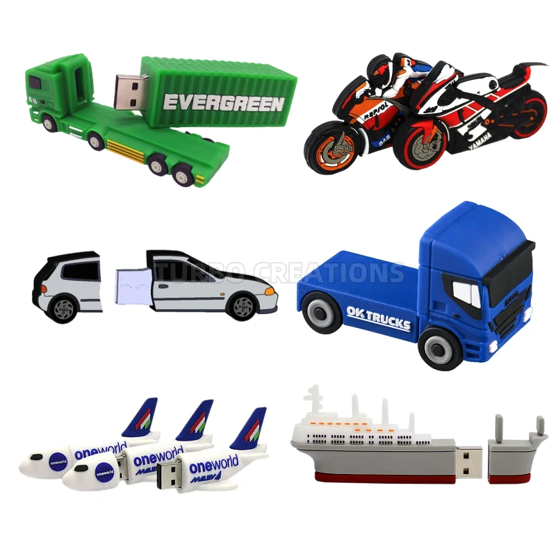 Personalized Cartoon Car PVC Rubber advertising USB Flash Drive 2D 3D Design Promotion Memory Stick 4GB 8GB 16GB Pendrive USB