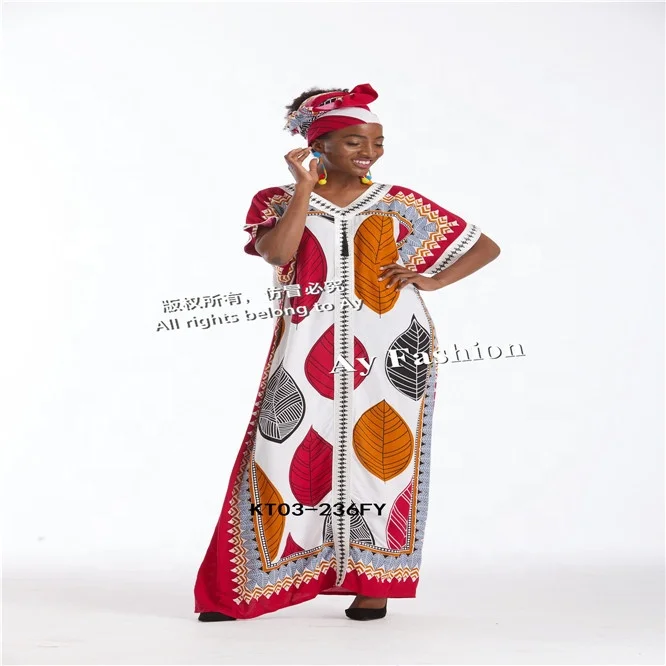 Western African Nigeria Hijab Muslim Cotton Dashiki Robe Dresses