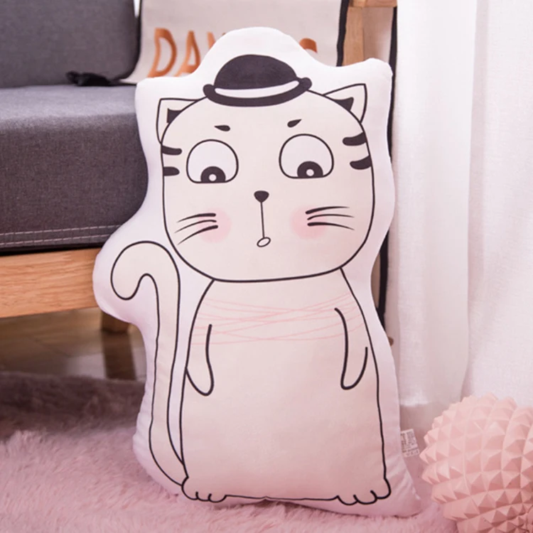 Custom cartoon 3D printed panda pattern pillow cotton stuffed horse snake animal shape plush toy children sleeping pillow