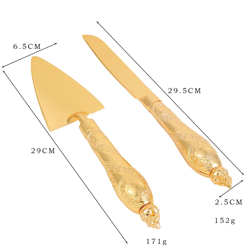 Pie server Gold Zinc alloy Cake knife and server set for Wedding, Birthday, Parties and Events