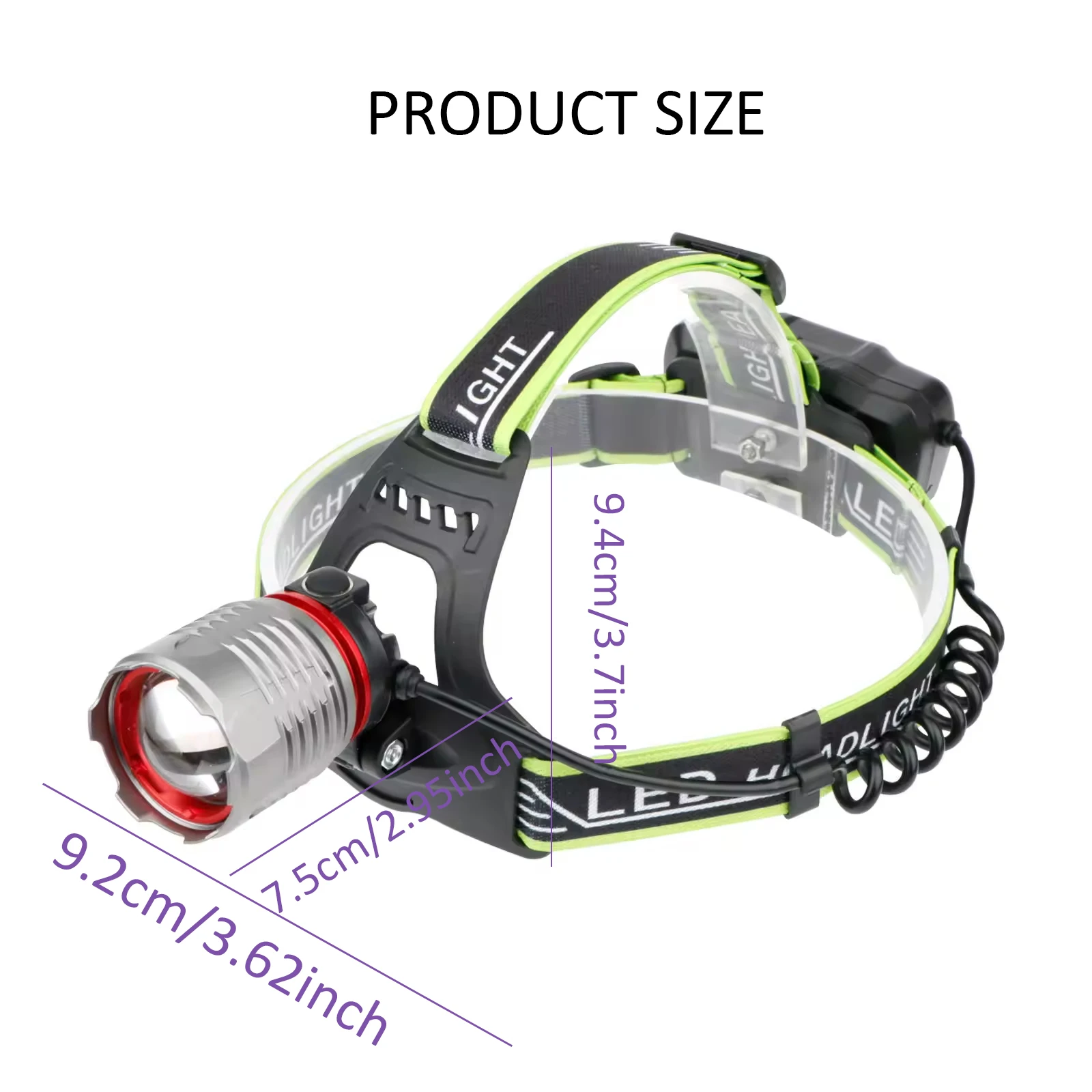 Aluminum Alloy Rechargeable Zoom Headlamp with USB Rechargeable Waterproof Headlight  For Outdoor Running Climbing Hunting