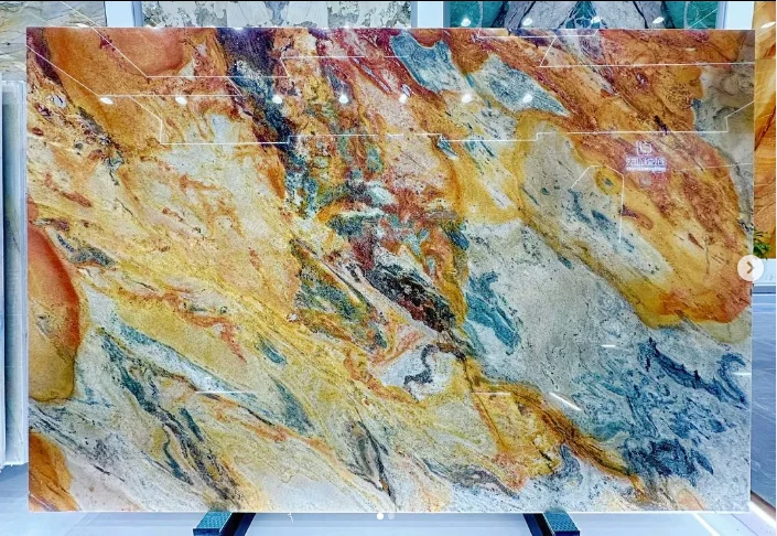 Rainbow hills quartzite slabs natural onyx marble background wall design blue marble wall cladding system blue roma quartzite