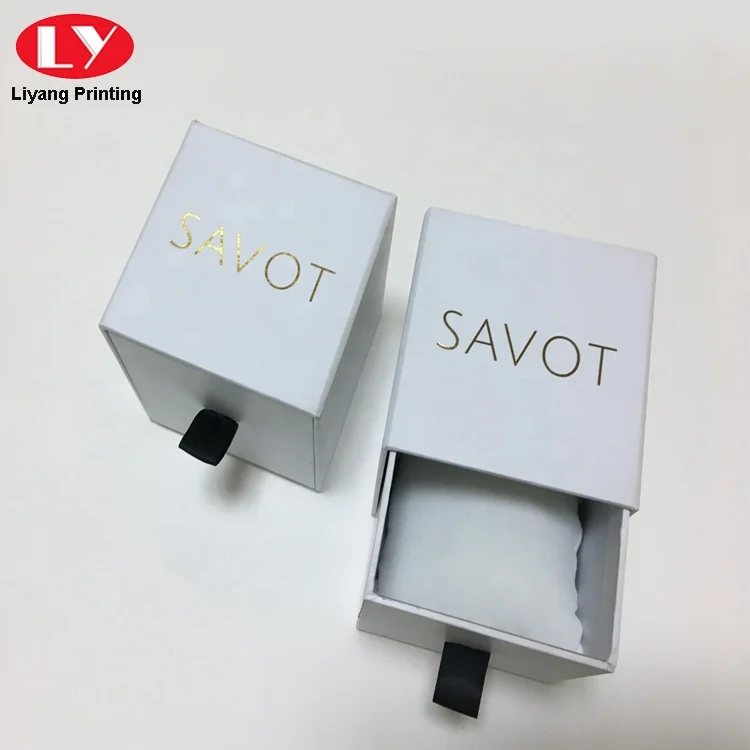 Bracelet or Smart Watch Packaging Drawer Slide Gift Box Luxury Custom Watch Box Gold with Pillow Insert