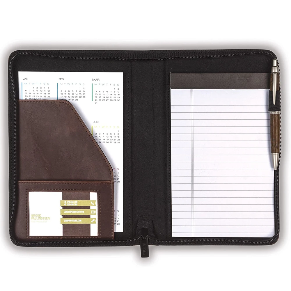 Padfolio/Portfolio Binder, Mini Padfolio Portfolio Binder 5 x 8 Legal Writing Pad, A5 Document Organizer Folder