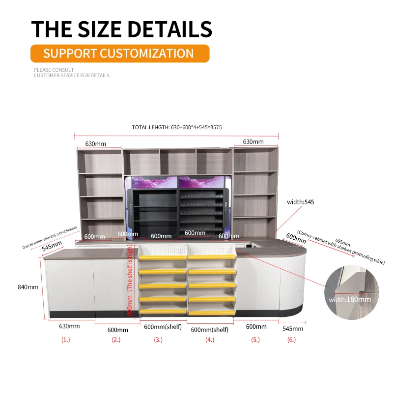 High Quality Convenience Store Multi-functional Checkout Cashier bar Retail Check Out Desk Display Counters