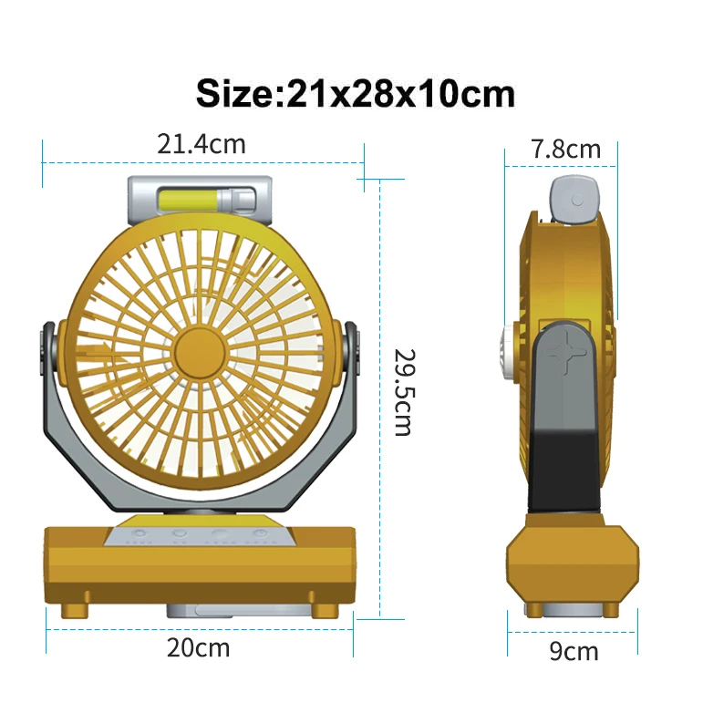 Portable Multifunction 20000mah Battery Desktop Circulator Wireless Ceiling with Led Lantern Rechargeable Camping Light with Fan