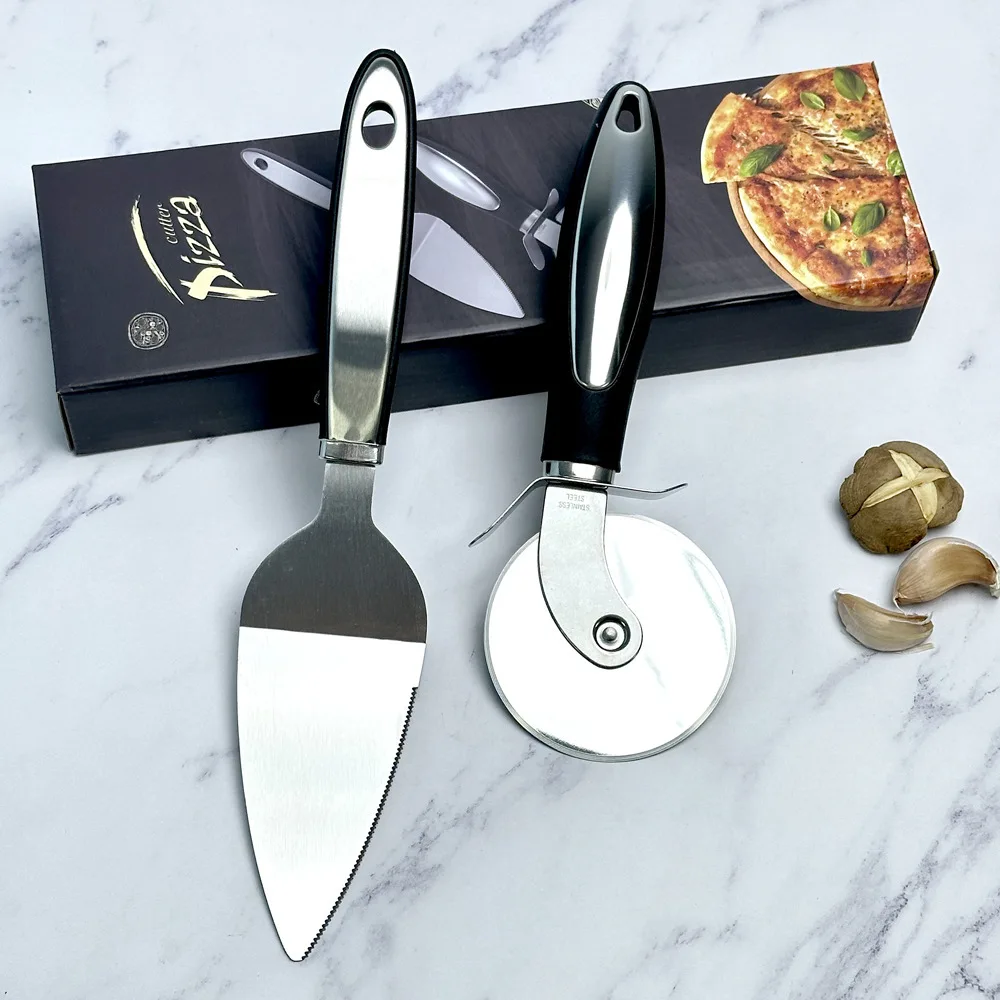 Easy-to-Use and Clean Metal Pizza Cutter with Non-Slip Handle for Home Use on Dough Waffles Pies-a Convenient Pizza Knife Set