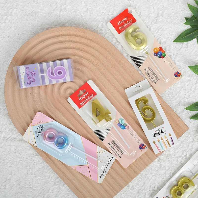 Hot Sale Set Multicolor Birthday Candle with Stand Cake Candle Party Creative Digital Candle Supplies Atmosphere Wedding Party