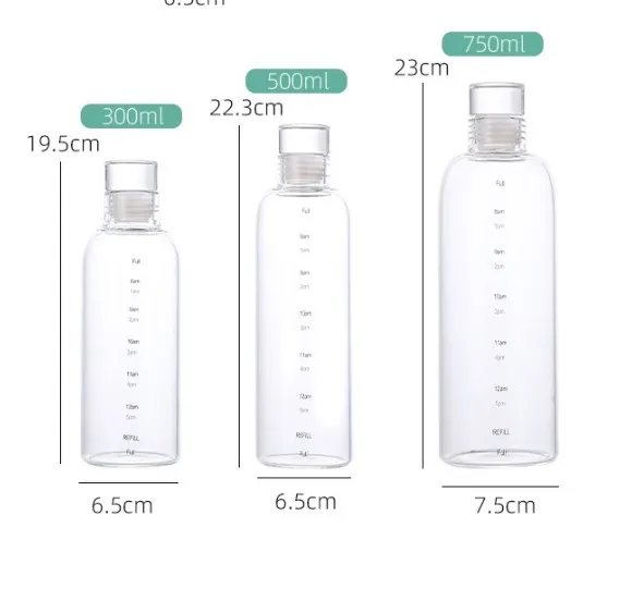 Newest Manufacturer Clear High Borosilicate Temperature Resistant Leak Proof Wholesale Glass  Water  Bottle With Lid