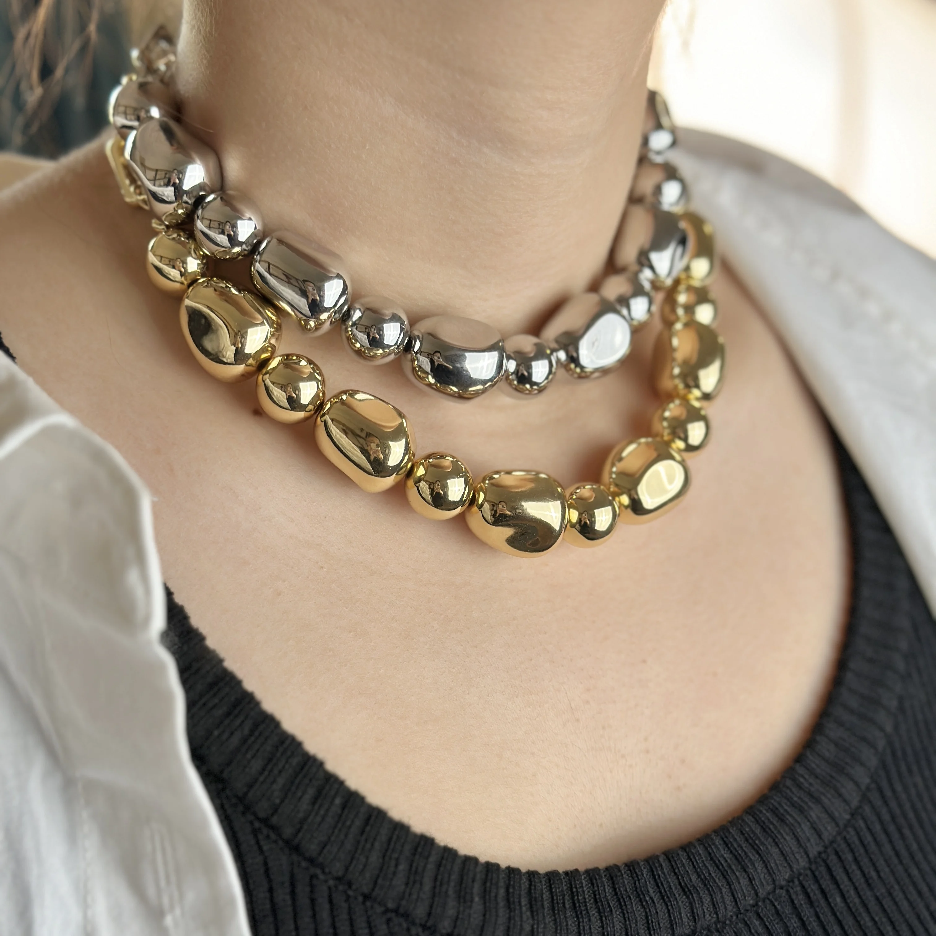 Wholesale Irregular Gig CVB Beaded Fashion Chokers Necklace 18k Gold 925 Silver Plated Jewelry Necklace Women Luxury