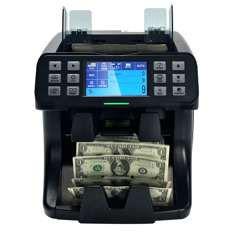 Touch panel Display 2 CIS Value counter Money detector USD EUR  PKR IQD CFA XOF XAF Mixed notes Bill Counting Machine