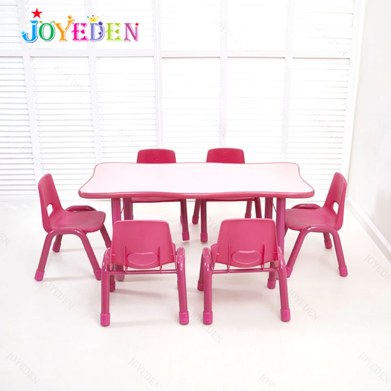 Newest Kindergarten Preschool Furniture Wave Edge Wooden Reading Study Table Kids Homework Table