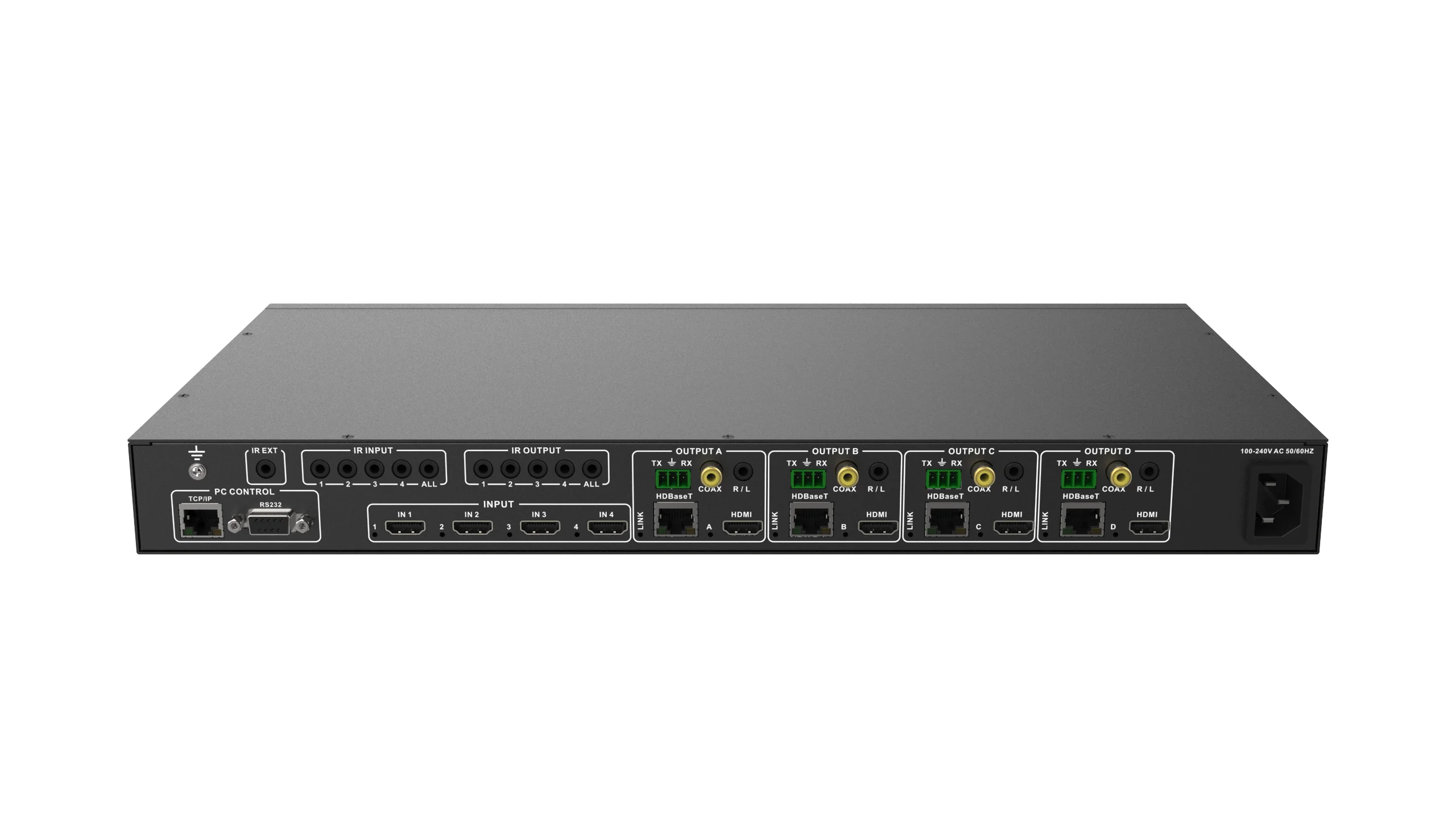 HDBaseT matrix  rs232 control 4X4 4K@60HZ 4:4:4 2.1HDMI hdmi matrix audio output