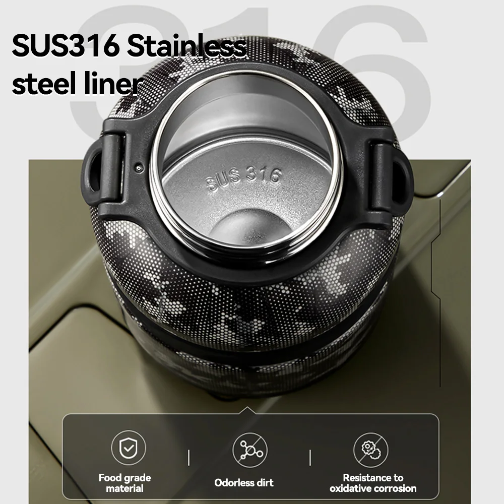 Large capacity 316 stainless steel water bottle Insulated Thermos With Straw Double Walled Vacuum Outdoor