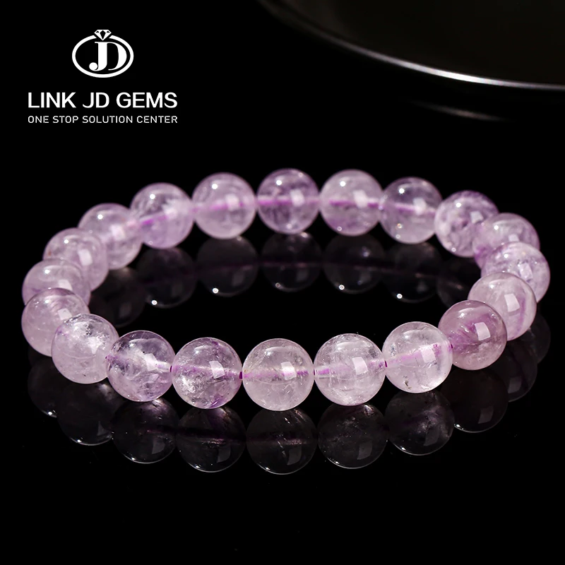 JD Semi-precious Fashion Elegant Stretch Bracelet Yoga Energy Wristband Jewelry 1A Natural Violet Amethyst Bracelet