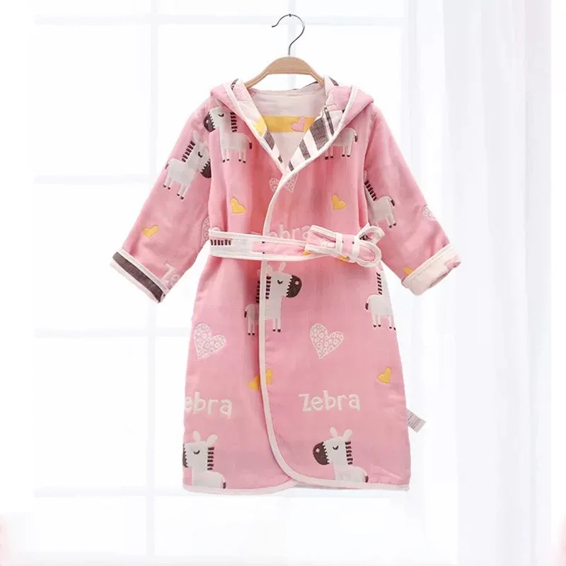 Custom Organic Soft and Breathable Cotton Toddler Bathrobe Boy Girl Jacquard Hooded Towel
