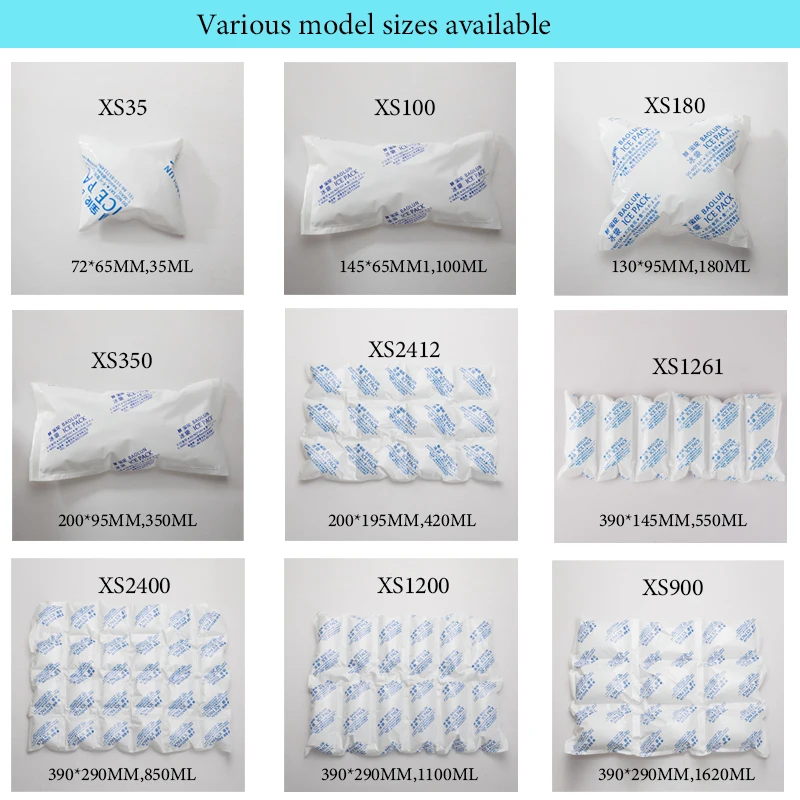 Professional Safe  Top Sale 100ml,350ml,600,1200m Cooler Gel Ice Pack Nature Ice Gel Refrigerants Plastic Ice Pack