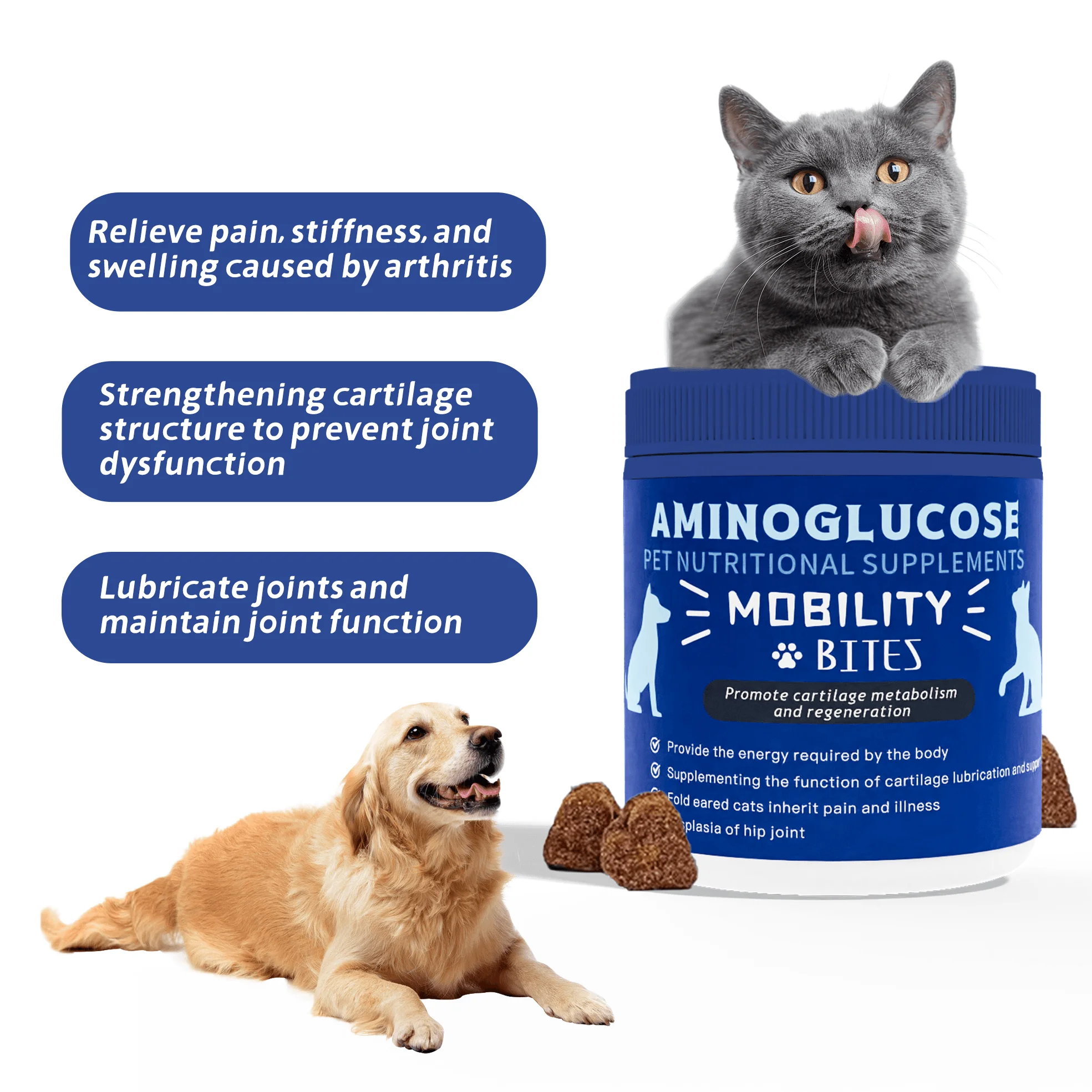 OEM/ODM Hip & Joint Nutrition Supplements with Glucosamine & Chondroitin Soft Chews for Cats & Dogs Improve articular cartilage
