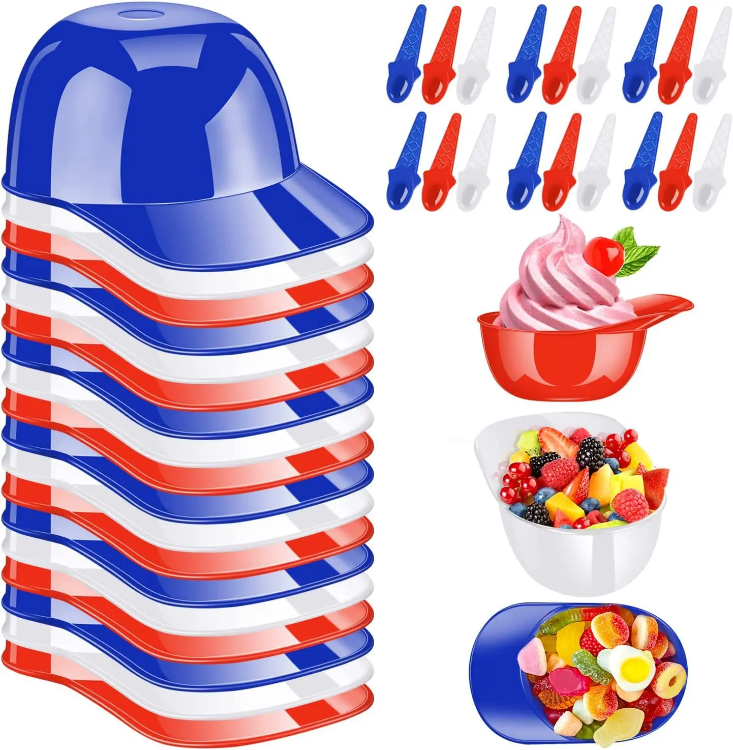 Custom 8oz PP Plastic Container Reusable Mini Baseball Helmet Snack Cap Ice Cream Bowl