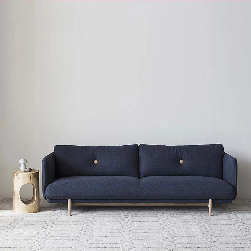 3 Sitter Sofa Light Blue Family Room Wooden Sofa Living Room Furniture