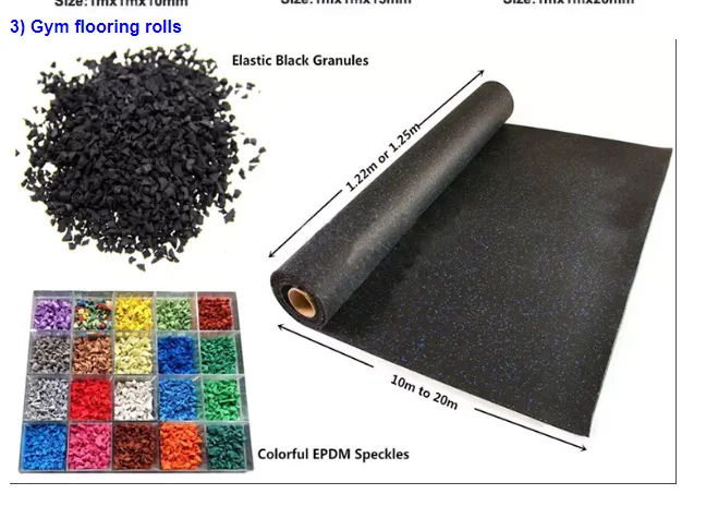 gym rubber floor mats for fitness Non-slip rubber flooring roll tiles