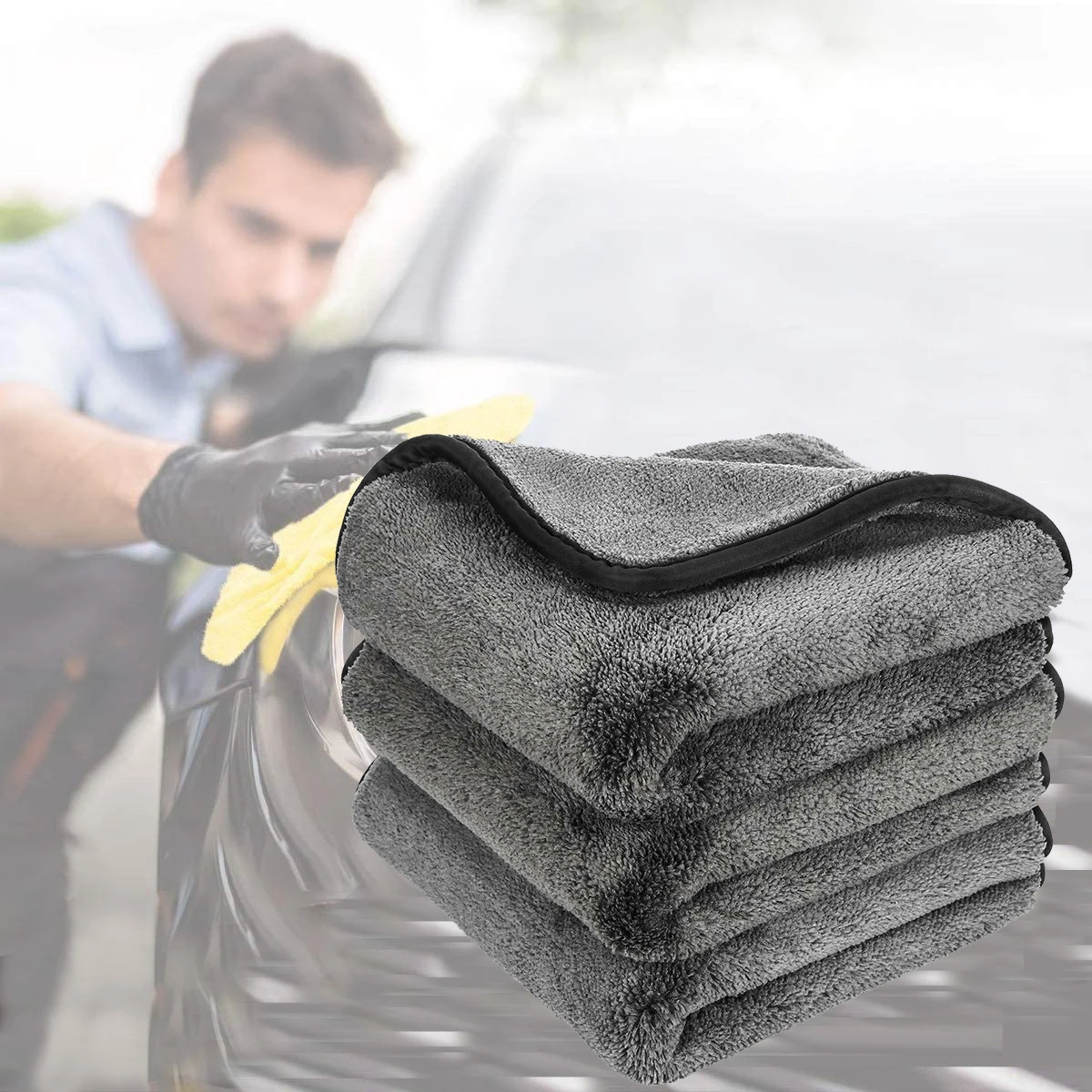 High Quality 60x90 Car Towel Microfiber Car Detailing Towel Inside Big Custom Thick Car Wash Towel