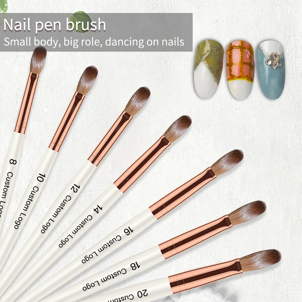 Professional Private Label Brushes Nail Art Supplies Personalized Germany 100% Kolinsky Acrylic Nail Brush 12 With Wood Handle