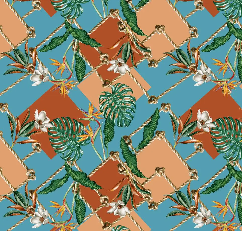 Горячая Распродажа, тропический узор, цифровая текстильная ткань с принтом для купальников