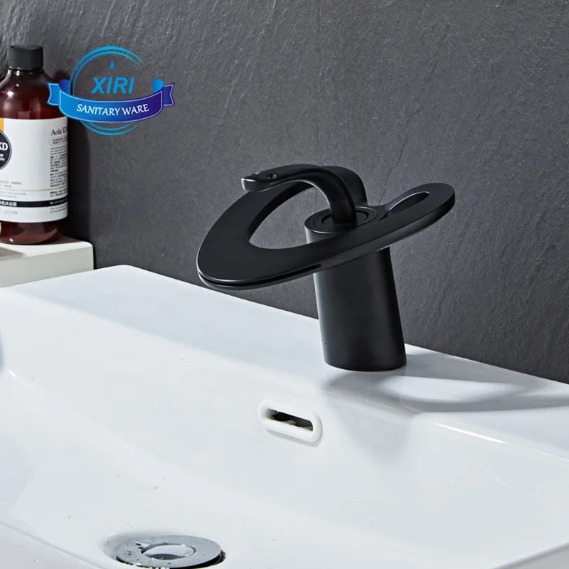 Modern Minimalist Bathroom Black Waterfall Basin Faucet Bathroom Cabinet Sink Mixer Hot And Cold Dual Outlet Faucet XR0282
