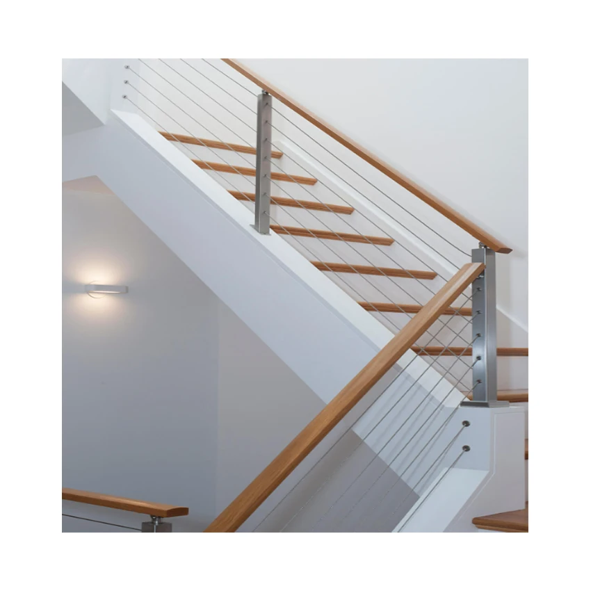 Stainless Steel Cable Post Glass Stainless Steel Balcony Wrought Iron Balustrade Wire Cable Side Mount Deck Cable Railing