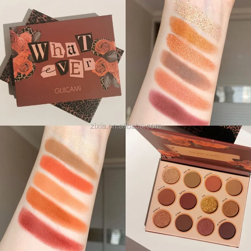 GUICAMI wholesale color vegan cheap high pigment glitter makeup  eyeshadow palette Fine Powder matter Long Lasting cosmetic