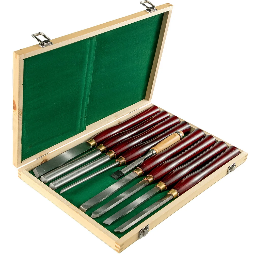 Red 8PCS Wood Turning Tool Carving Wood Lathe Chisel Turning Tools Wood Carving Kit