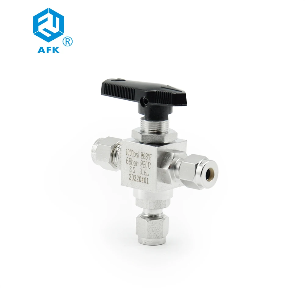 6000psi Manual Stainless Steel Three way ball valve High-Temperature Gas Ball Valve Model BV with 1/4 3/8 1/2 Inch Port Sizes