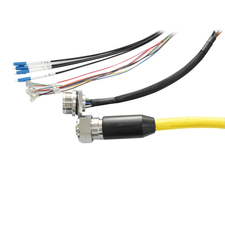 Outdoor Armored Optical Yellow ROV Hybrid Floating Cable 4-Optical 10-Power Stainless steel Photoelectric Underwater Connector