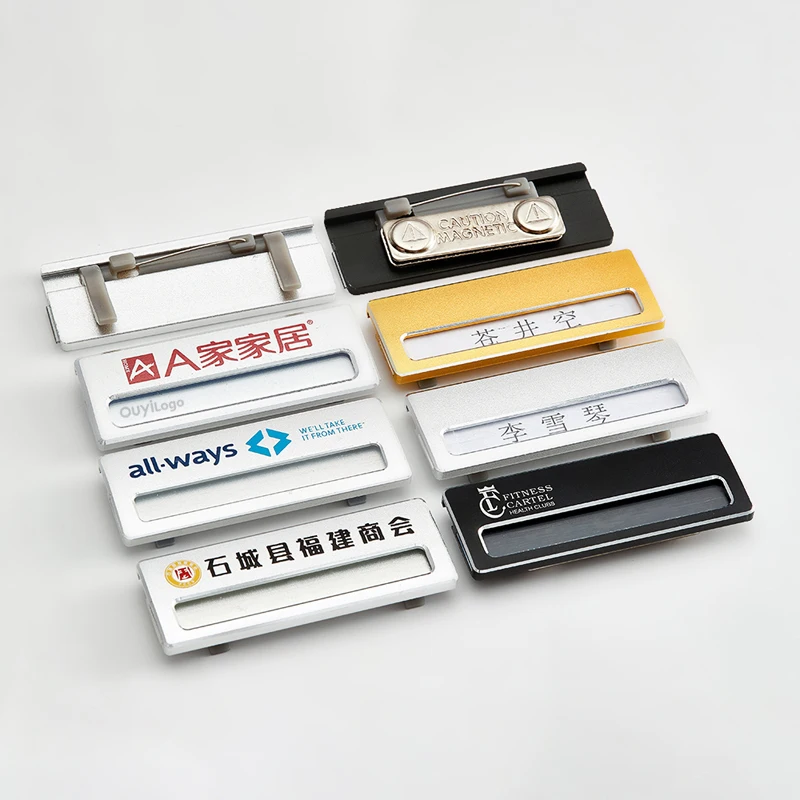Personalised Custom Magnet Laser Stainless Steel Blank Pins Aluminum Metal Logo Name Plate Tag Badges