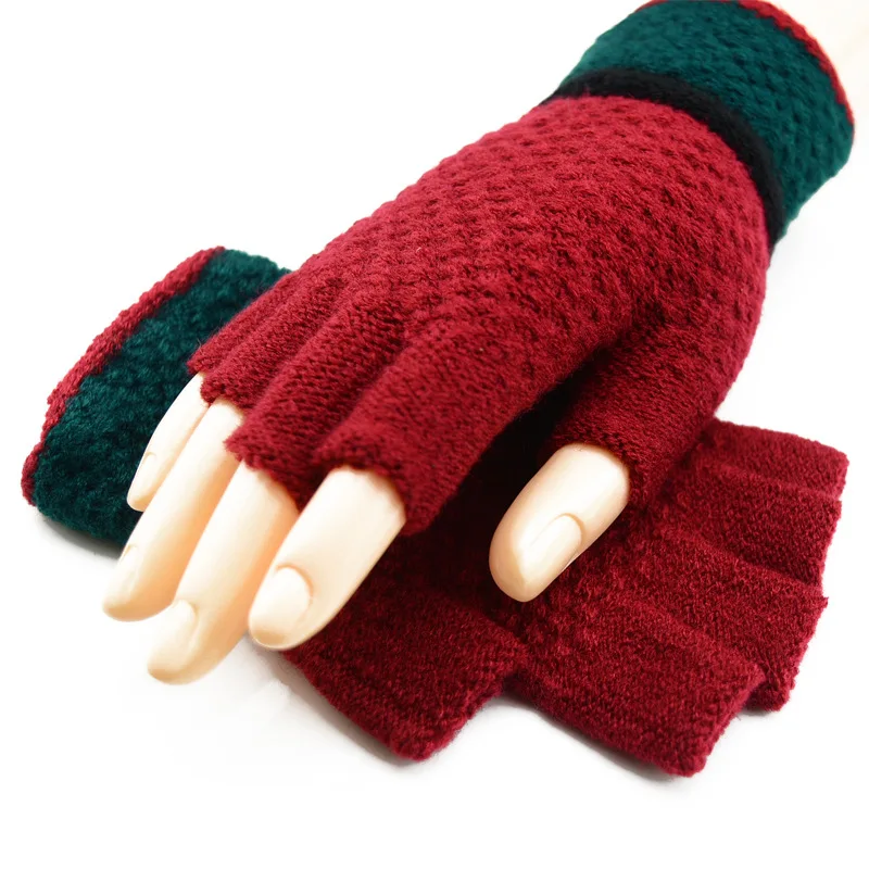 
YRRETY Unisex Outdoor Driving Knitted Men Fingerless Glove Warmer Women Woolen Knitwear Soft Half Finger Gloves Winter Gloves 