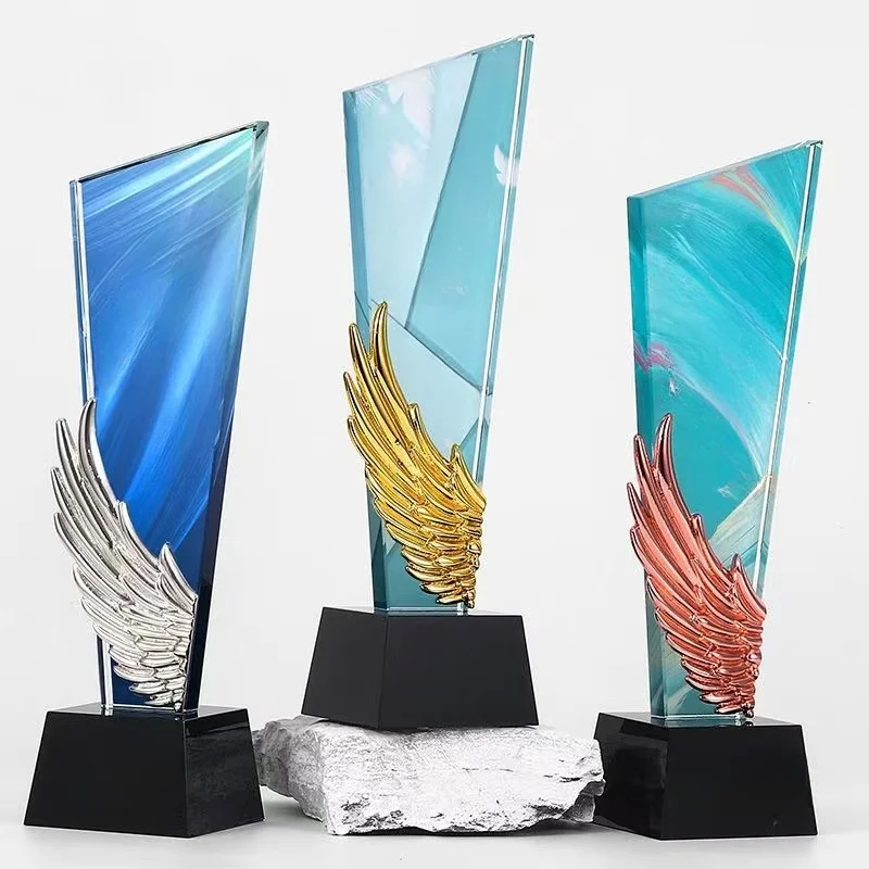 Honor of crystal 3d Laser Engraving Crystal Trophy Star Medal Metal Glass Awards