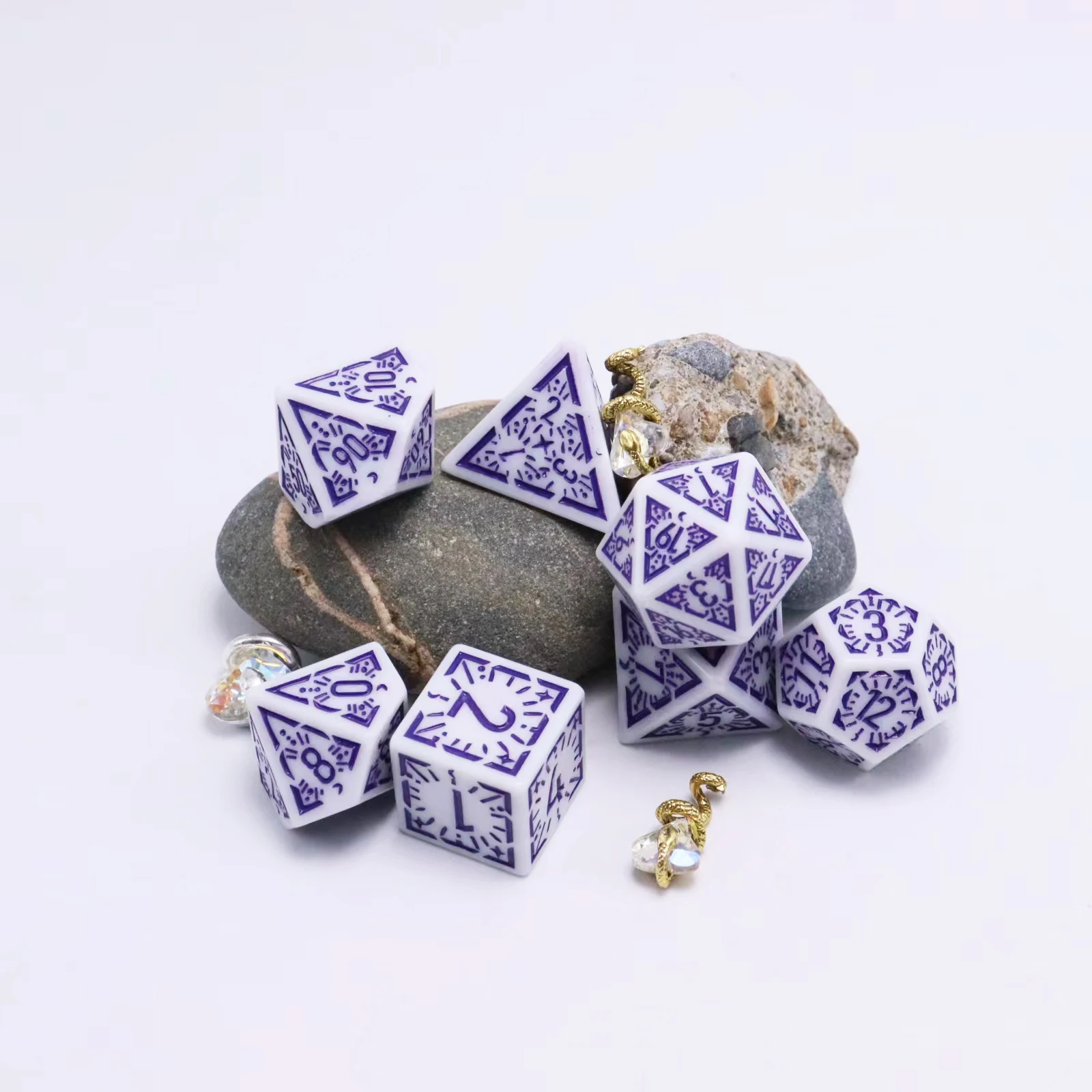 Пользовательские многогранные rpg 7 шт. Ретро Кости объемные драгоценные камни трещины кости