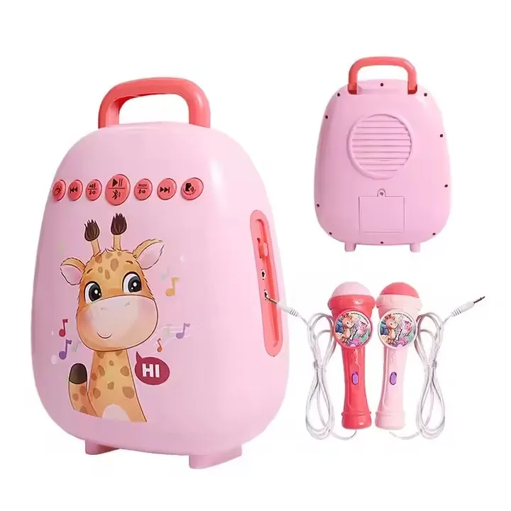 Hot selling portable sound speaker Bluetooth Dual Microphone Handheld mini Karaoke Machine for kids Toys
